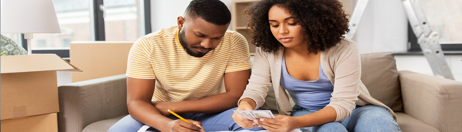 Couple doing their finances